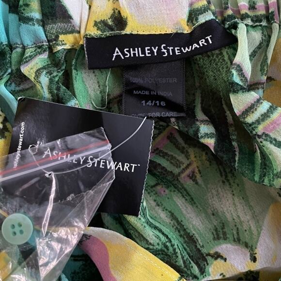 Tropical High low Cold Shoulder Blouse size 14/16 I - Picture 5 of 5